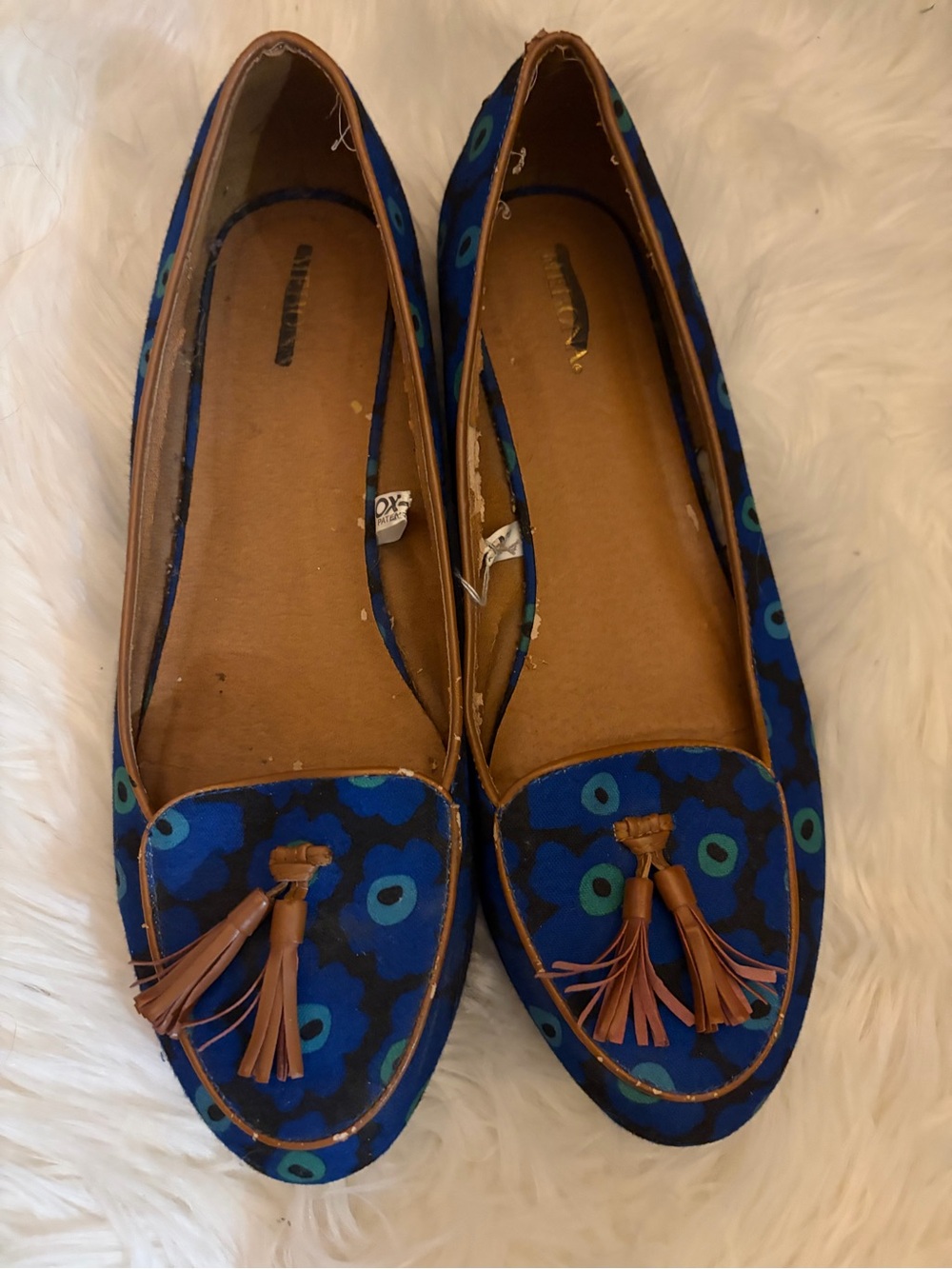 Merona Blue Floral Tassel Loafers